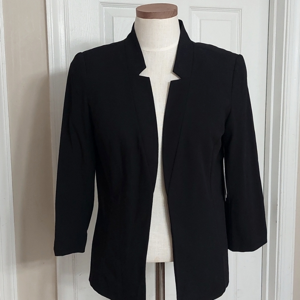 Kensie Open Front Casual Black Blazer Sz Medium
